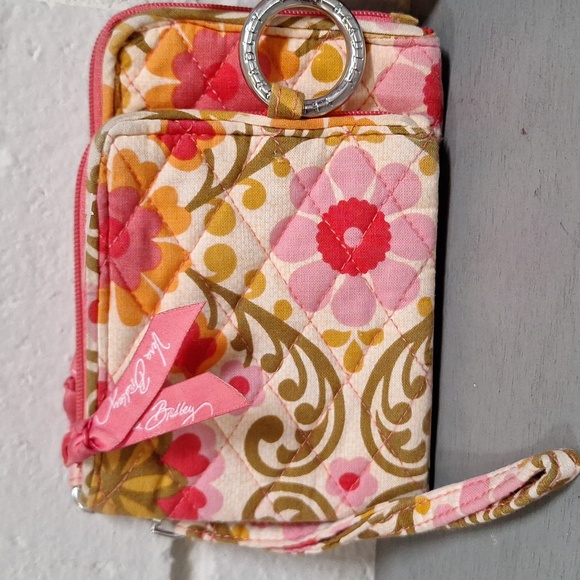 Vera Bradley Floral Pink and Yellow Wristlet & Beauty Bundle. - Picture 2 of 12